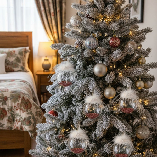 6PCS Set Glass Christmas Ornaments Decorative Hanging Balls For Tree & Holiday Party Decor Festive Home Decorations FBA Shipment