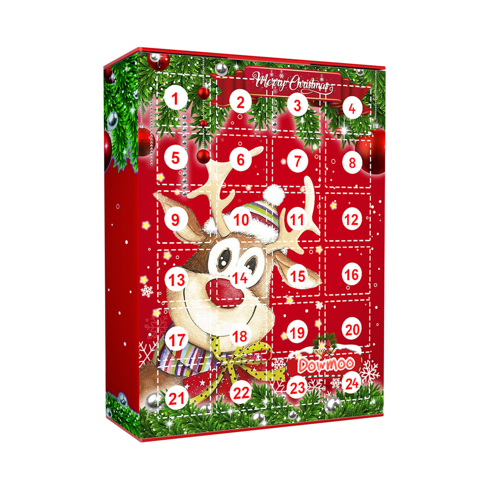 Dowmoo Christmas Keychain Blind Box 24 Grid Advent Countdown Elk Christmas Surprise Children's Toy Gift