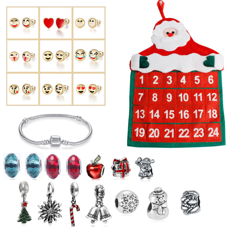 Christmas Ornaments Advent Handbag Bracelet Necklace Beaded Gift Set